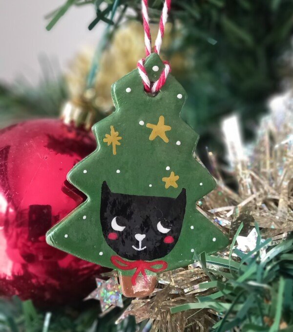 Suspension de Noel - sapin Chat kawaii